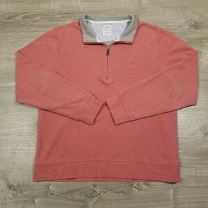 Brooks Brothers Mens Quarter Zip Pullover Sweater Size Medium Coral Salmon Pink